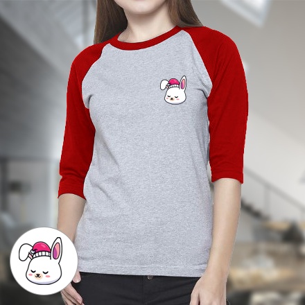 Kaos Atasan Wanita Bunny Kelinci Putih Lucu Lengan 3/4 | Kaos Wanita | Baju Cewek
