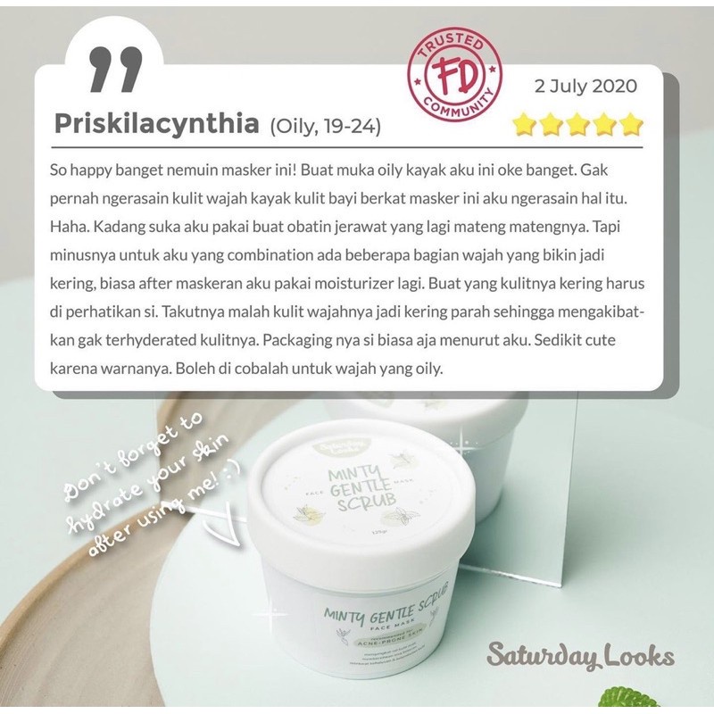 SATURDAY LOOKS Minty Gentle Scrub Mask | Clay Mask 120gr