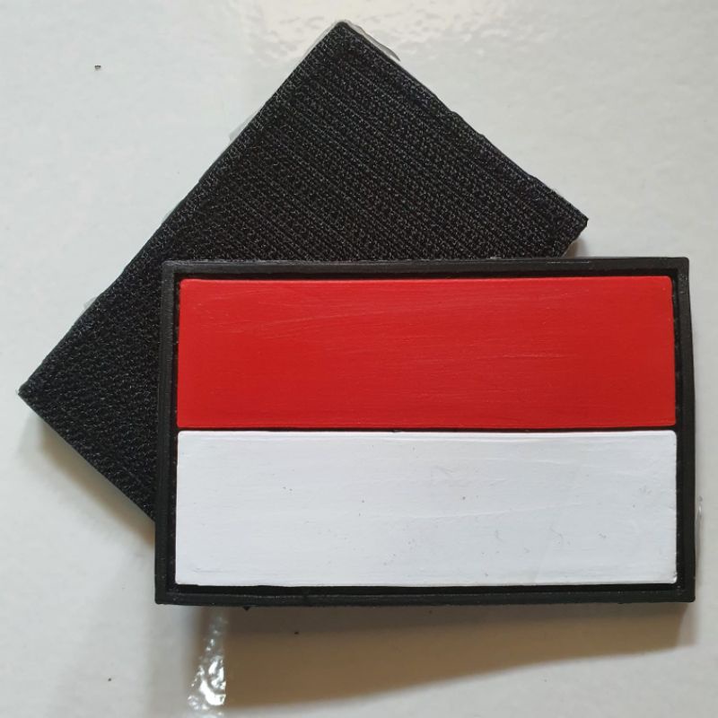 patch rubber logo bendera merah putih indonesia / tempelan emblem karet velcro