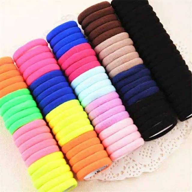 1 PCS IKAT RAMBUT HEADBAND KARET POLOS WARNA WARNI RUBBER ELASTIS murah