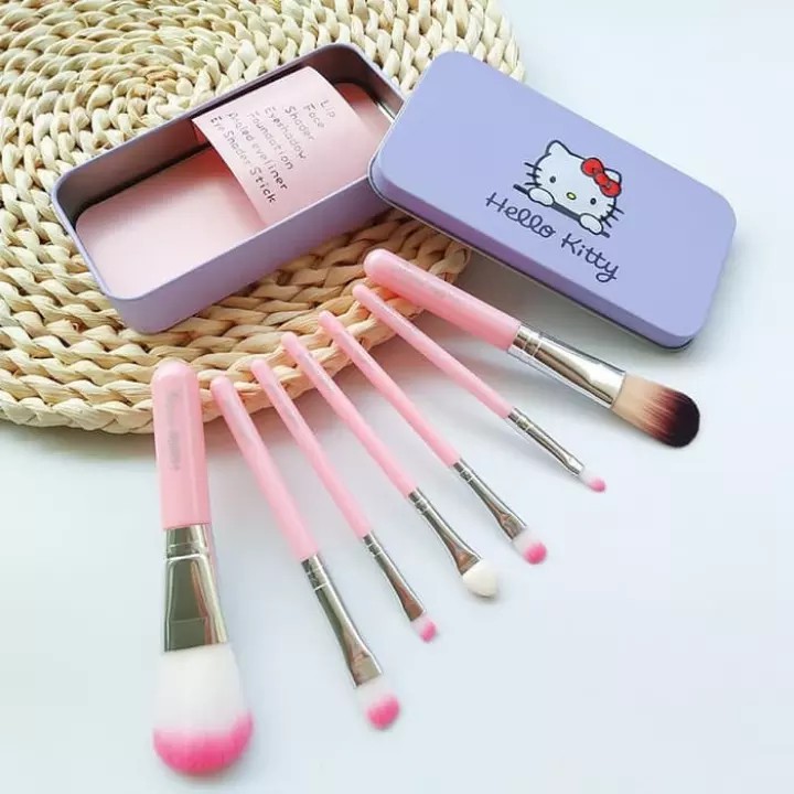 Image of Set Hello Kitty Makeup Brush 7pcs Paket Set Kuas Make Up Brush Set #6