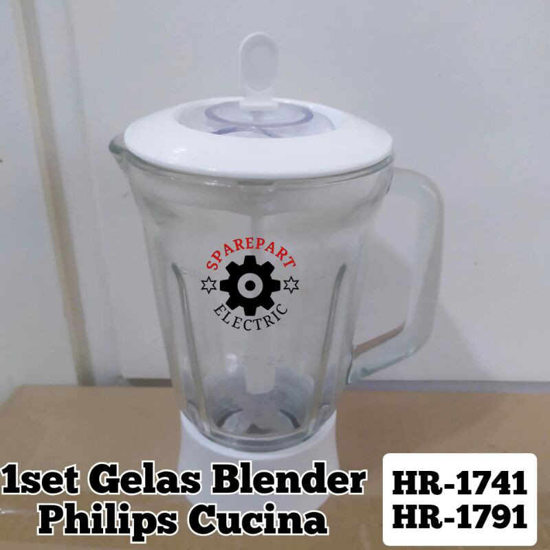FULLSET GELAS + PISAU JUS BLENDER PHILIPS CUCINA HR 1741 1791 KACA BELING