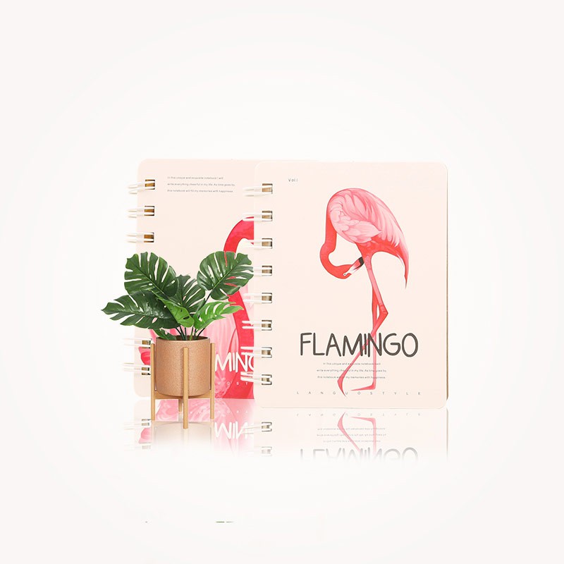 

Buku Catatan Mini Beautiful Pink Flamingo Spiral Ruled Notebook A7 Eym House