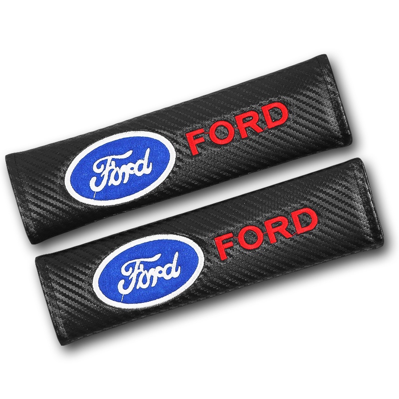 2pcs Cover Sabuk Pengaman Mobil Bahan Serat Karbon Untuk Ford Fiesta Ka Ranger T6 / T7 / T8 Fusion Everest