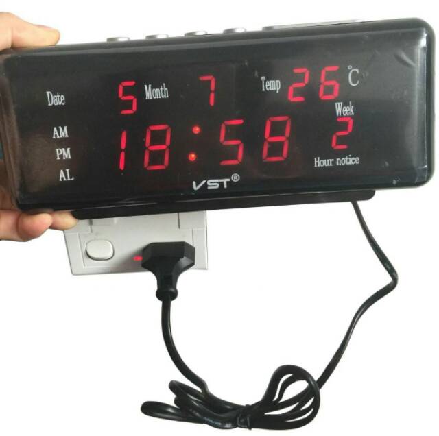 Jam Weker Alarm Meja LED Calendar Temperatur - VST-726WX