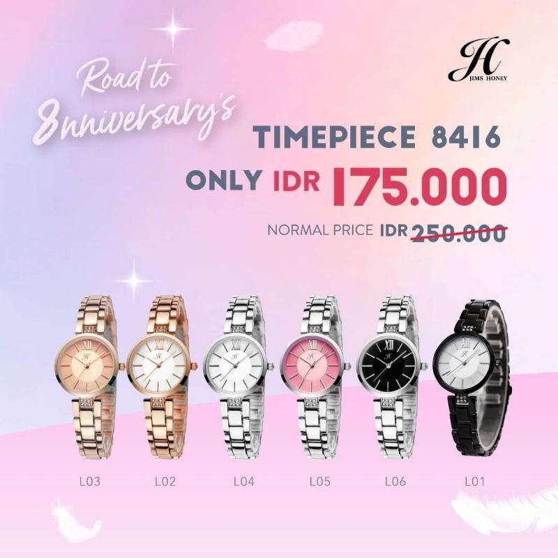 JIMS HONEY JH TIMEPIECE KODE 8416 JAM TANGAN WANITA KLASIK SIMPLE GROSIR MURAH KADO CEWEK