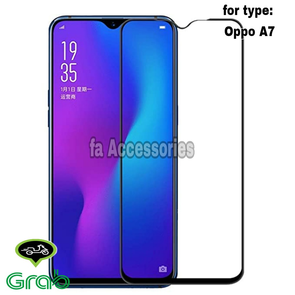 Tempered Glass 5D Full Lem OPPO A7 HITAM SCREEN GUARD