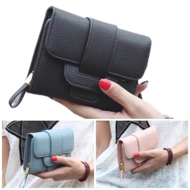 A1 Promo Dompet Wanita Lucu Elegan Bahan Taiga Ukuran 19x9 Warna Ungu Tosca Biru Hitam Fanta Murah