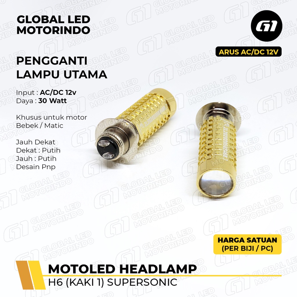LAMPU DEPAN H6 MOTOLED / WERACE SUPERSONIC KAKI 1 AC/DC BEBEK /MATIC