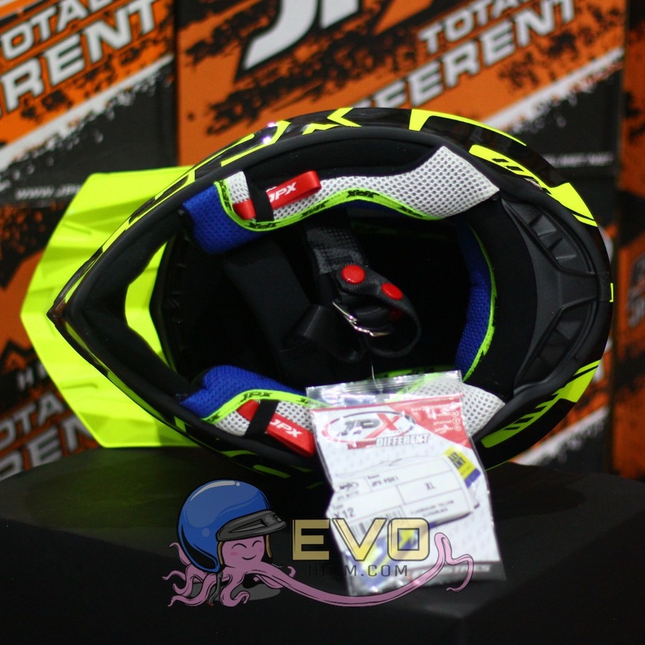 HELM JPX CROSS_FOX1 SERI X12 - FLUO YELLOW GLOSS + GOOGLE SNAIL (ONGKIR 2 KG) HELM JPX TERBARU