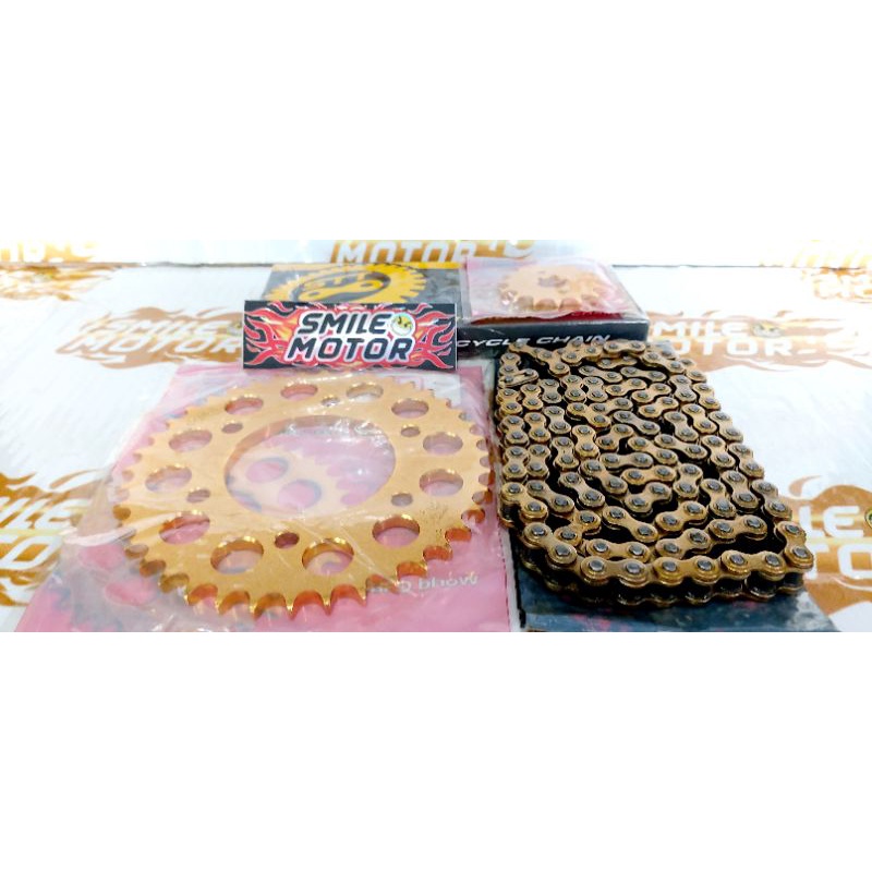 GEAR GIR SET PAKET STT GOLD EMAS 428 NEW CBR 150 R-CB 150 R(2019-2021) K45N/CBR THAILAND/ LUBANG BAU