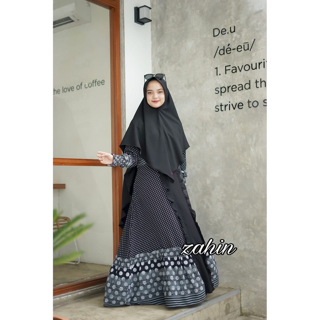 SALE GAMIS zahin motif polka Mitha syari terbaru motif polkadot dress muslimah style