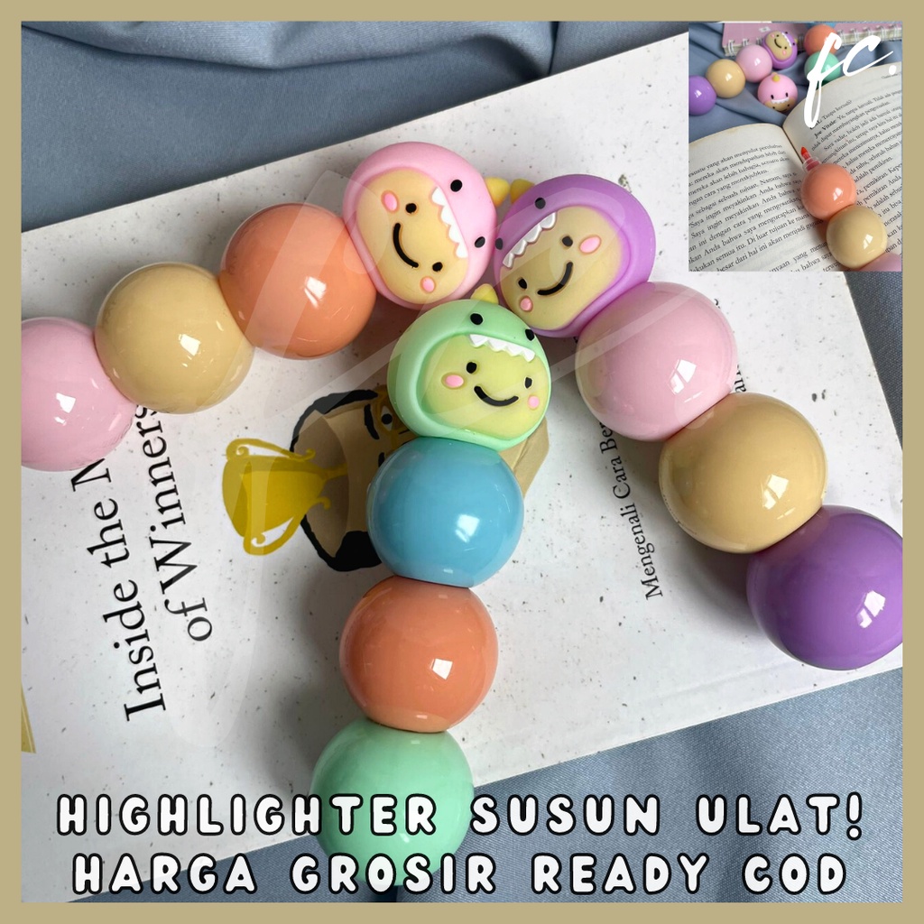 

Stack 3 Highlighter / Pastel Colour Marker Stationery Import Japan Ulat Mini Unicorn Naga Lucu Hadiah Anak Cute Grosir