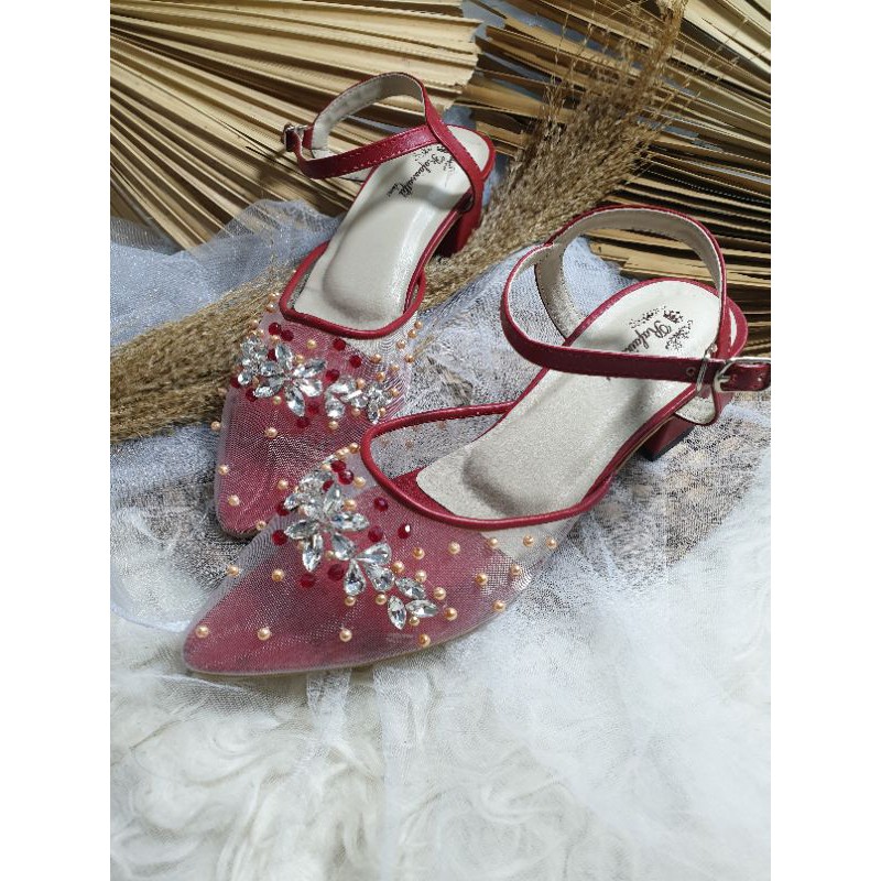 sepatu lisela merah maroon wanita sepatu cantik