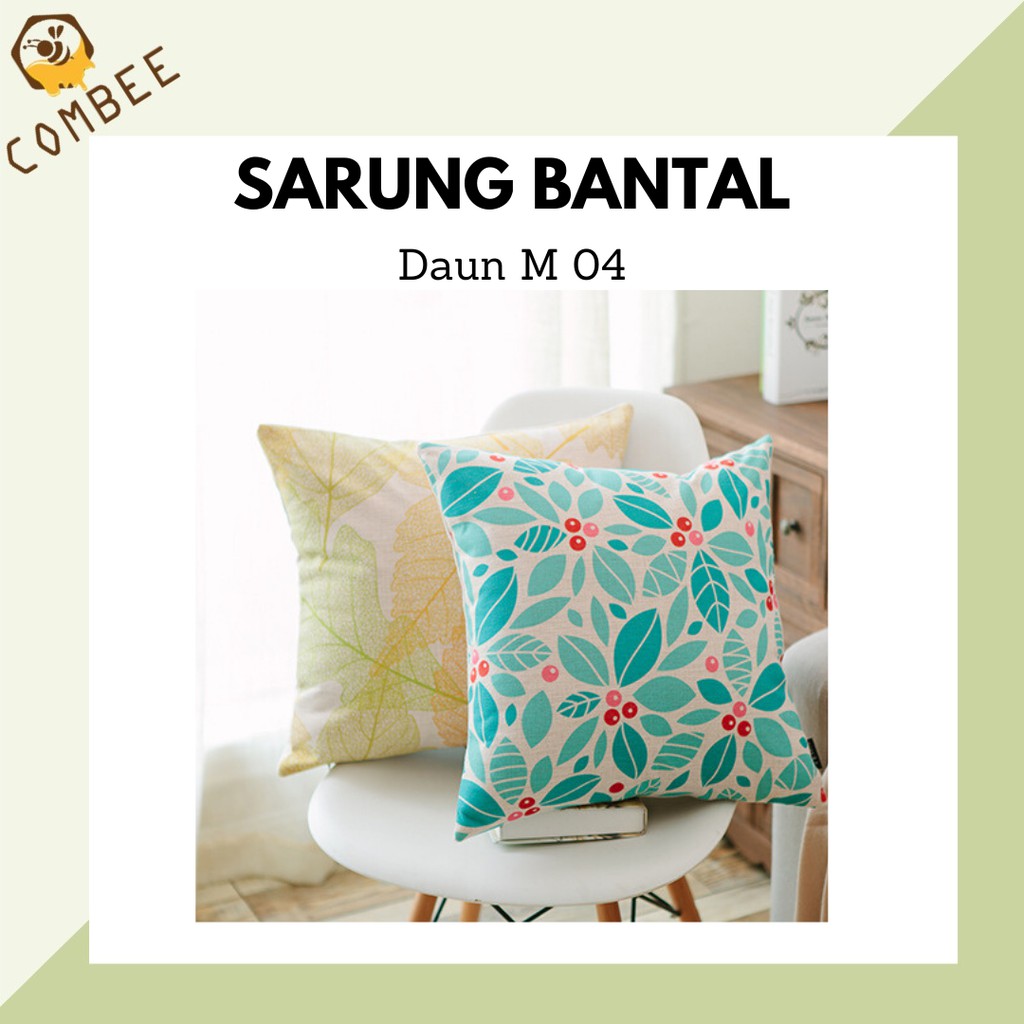 Pillow Case / Sarung Bantal / Sarung Tutup Bantal Sofa Kain Cotton Linen Daun M04