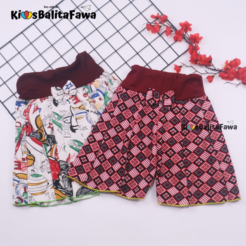 Rok Celana Motif Uk 4-5 Tahun / Bawahan Anak Perempuan Murah Motif Batik Salur Bunga Abstrak