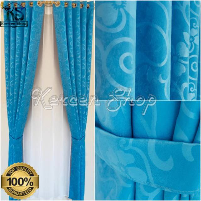 Hordeng jendela gorden jendela tirai jendela minimalis harga promo tinggal pasang warna biru