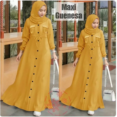 Gamis Lebaran 2020 Remaja Model Gamis Terbaru Ed Syari Mauras Bahan Mosscrepe Maxi Sleting Depan