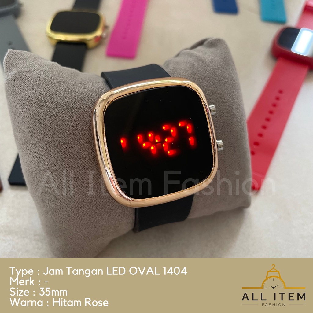 COD✅ Jam Tangan Digital LED Oval 1404 Rubber Electronic Fashion Pria Wanita / Jam Tangan Model Korea