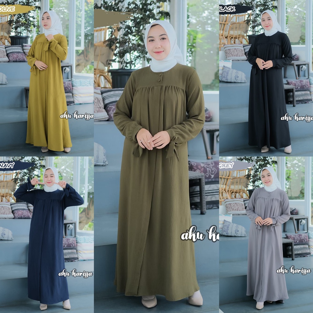 Dress Akifah ori aku karissa tifany twill dan videlya cringkle airflow dress serut bawah kancing busui