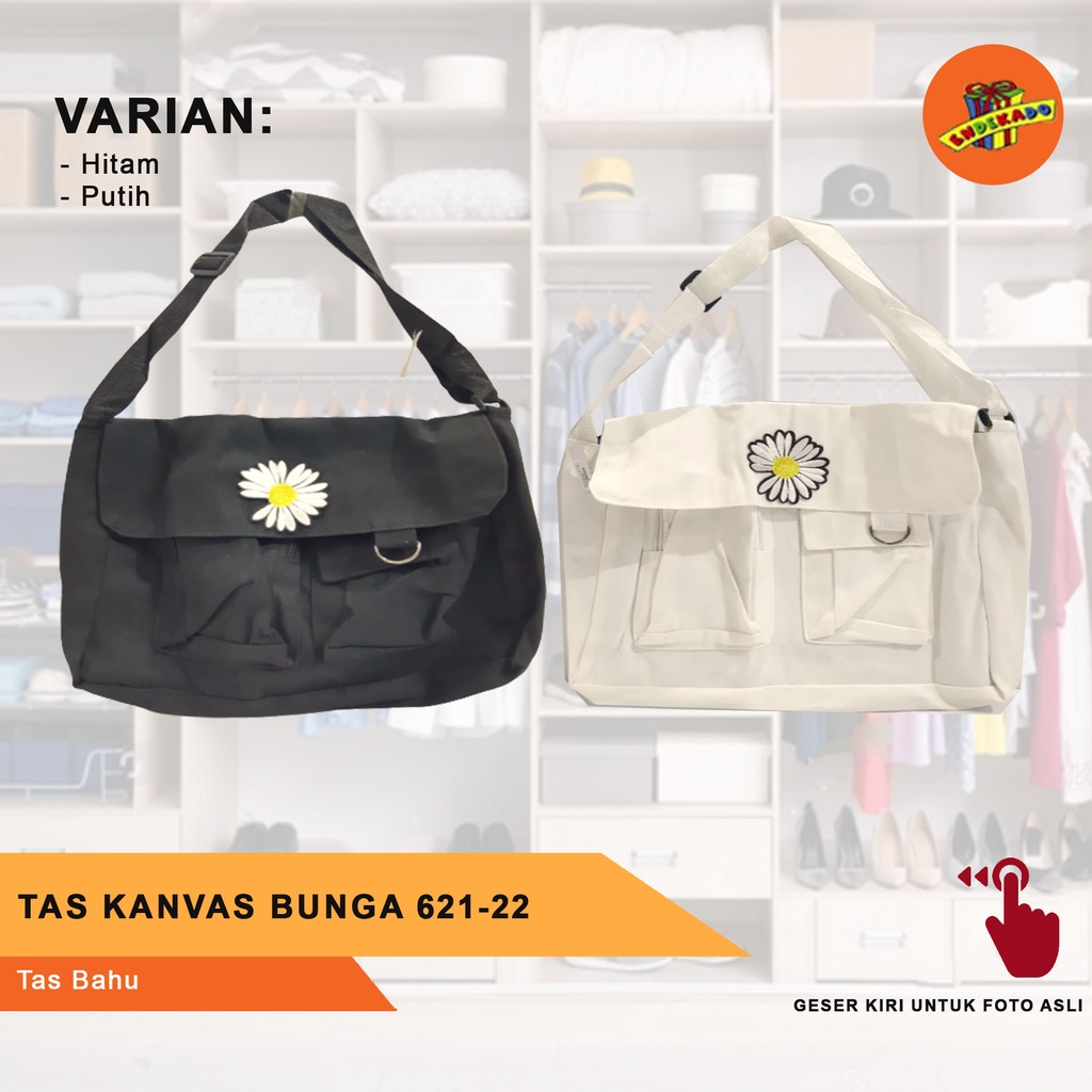 TAS KANVAS BUNGA 621-22 - Tas Bahu Wanita - Shoulder Bag