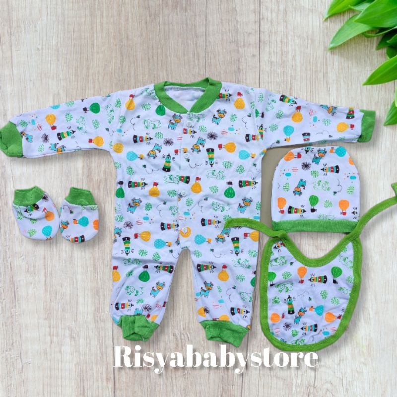 4 in 1 Sleepsuit bayi baru lahir / celemek bayi / sarung tangan bayi / topi bayi newborn