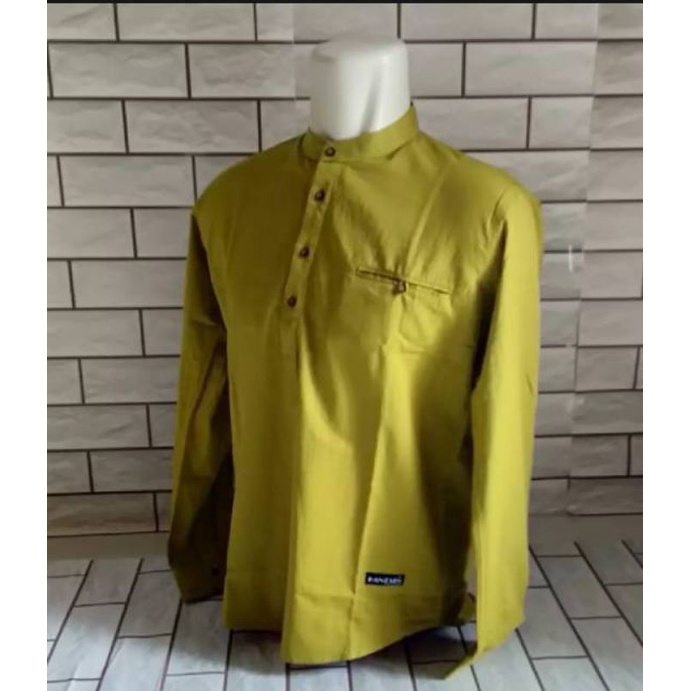 KEMEJA KOKO POLOS WARNA HIJAU LEMON CASUAL DAN ELEGAN