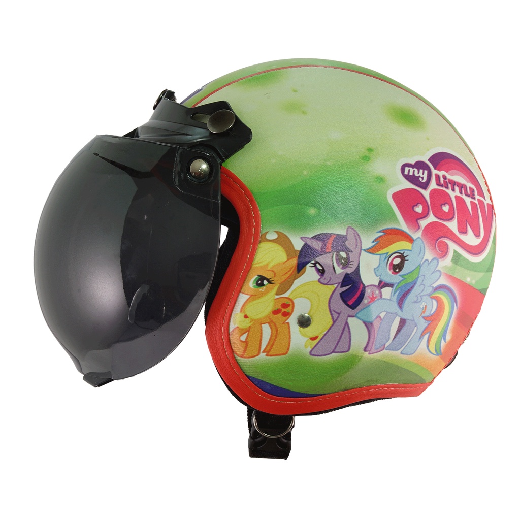 Helm Bogo Retro Anak Untuk Usia 2-6 Tahun Motif Little Pony - Hijau Merah