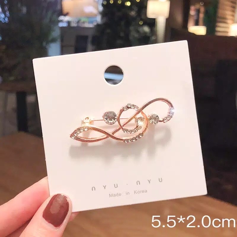 Brooch / bros pita / bros lucu / bros cantik / bros jilbab / bros laris / bros murah / bros cewek / Bros Geometri Terlaris Model Pita Warna Gold Silver dengan Mutiara / Bros Wanita Korean Style Bros Mutiara Brooch BZO-BRG musicalnote
