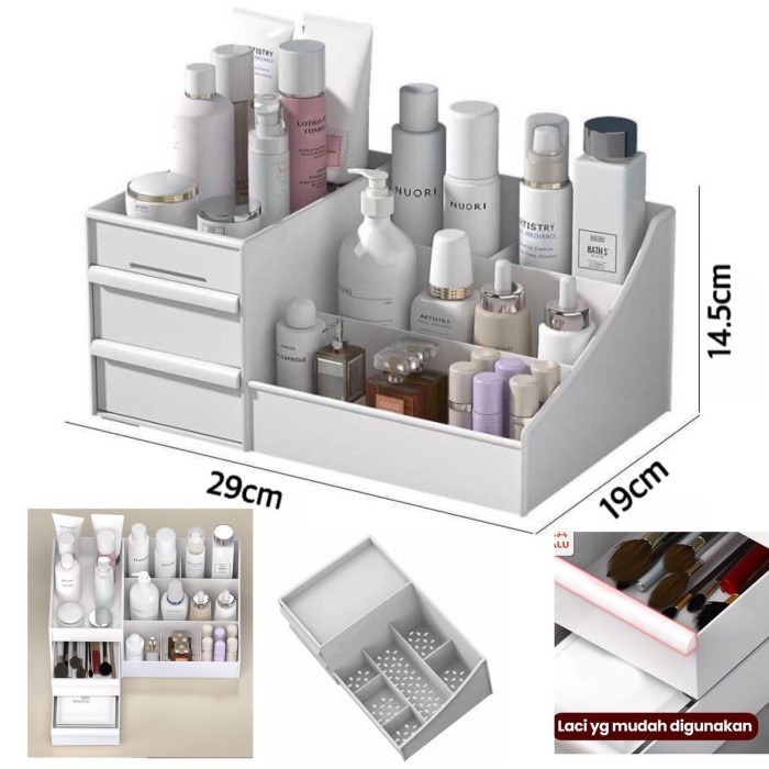 Rak Kosmetik Rak Make Up Multifungsi Cosmetic Storage Drawer 3 Susun 2 Laci Kotak Penyimpanan