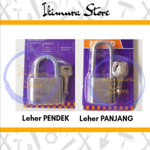 Gembok Pagar Pintu Rumah Chrome Crome 60mm / 50mm / 40mm / 30mm Leher Panjang / Leher Pendek FREED