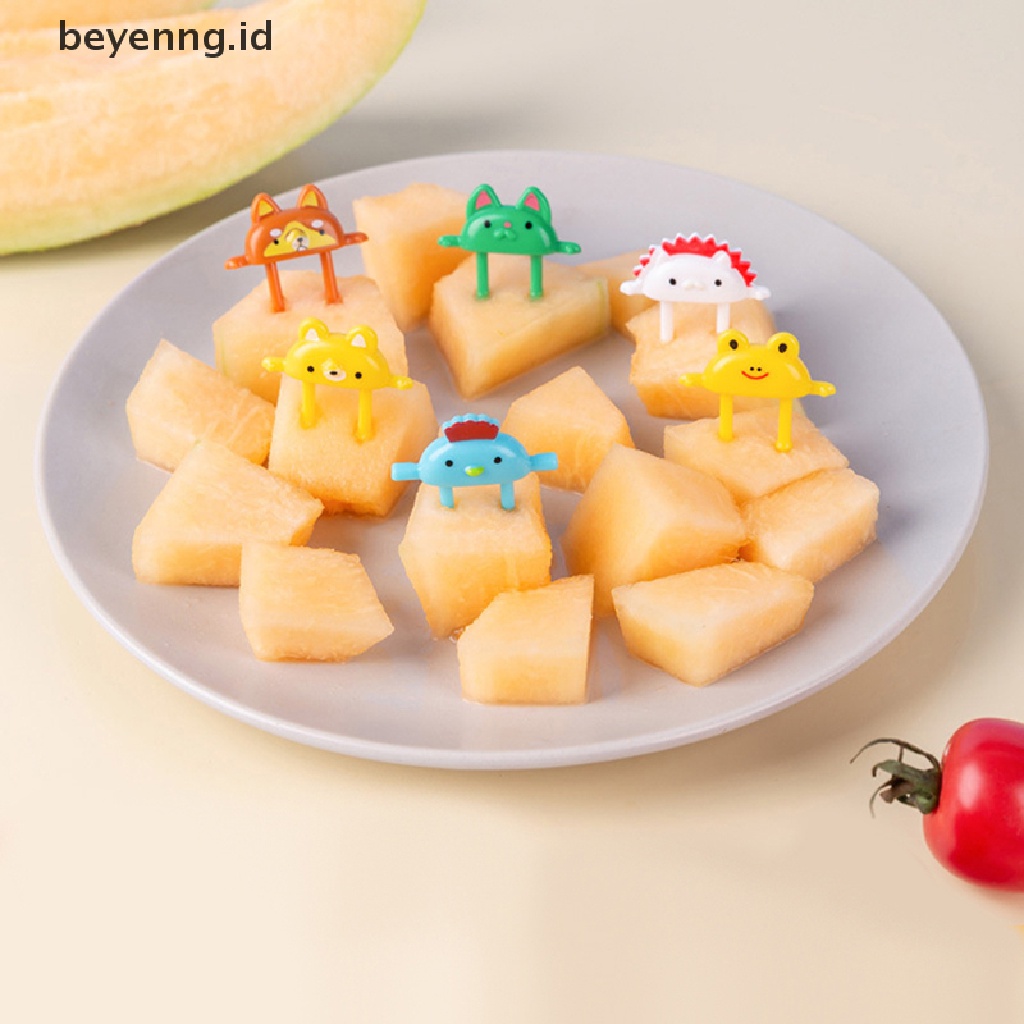 Beyen 6Pcs Garpu Buah / Dessert / Bento Desain Kartun Hewan Lucu