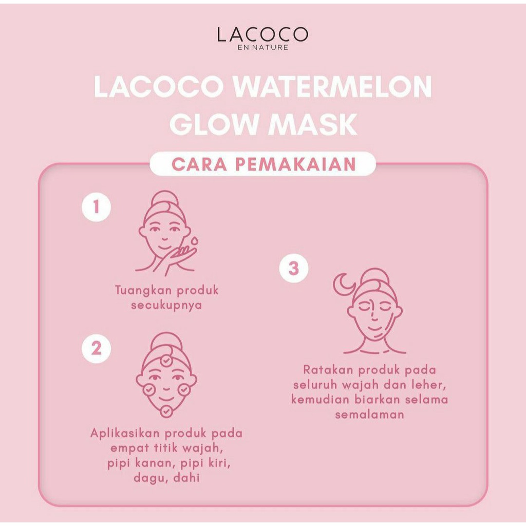 Lacoco Watermelon Glow Mask Malam Sleeping Mask Pencarah Wajah Mengecilkan Pori mMlembabkan Mencerahkan