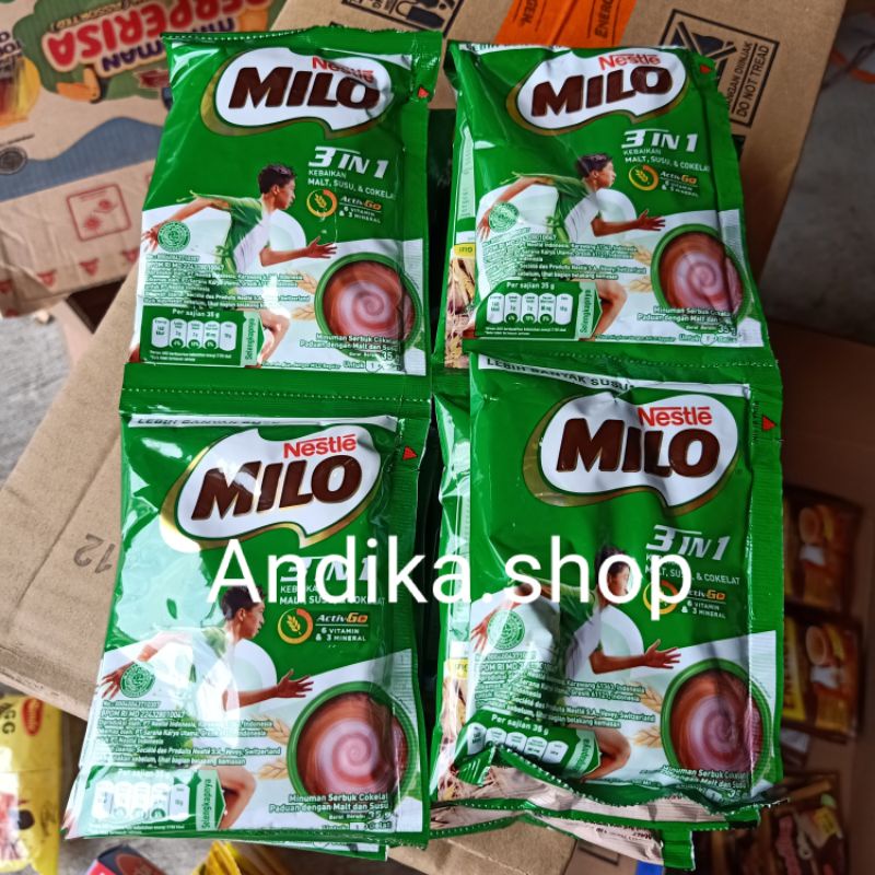 

susu Milo 3 in 1 kemasan renceng (35gram×10sachet)