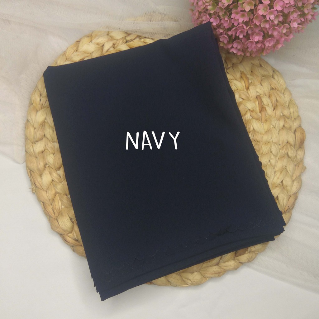 HIJAB/JILBAB PASHMINA DIAMOND 175 x 75  LASERCUT + JAHIT TEPI KECIL-NAVY