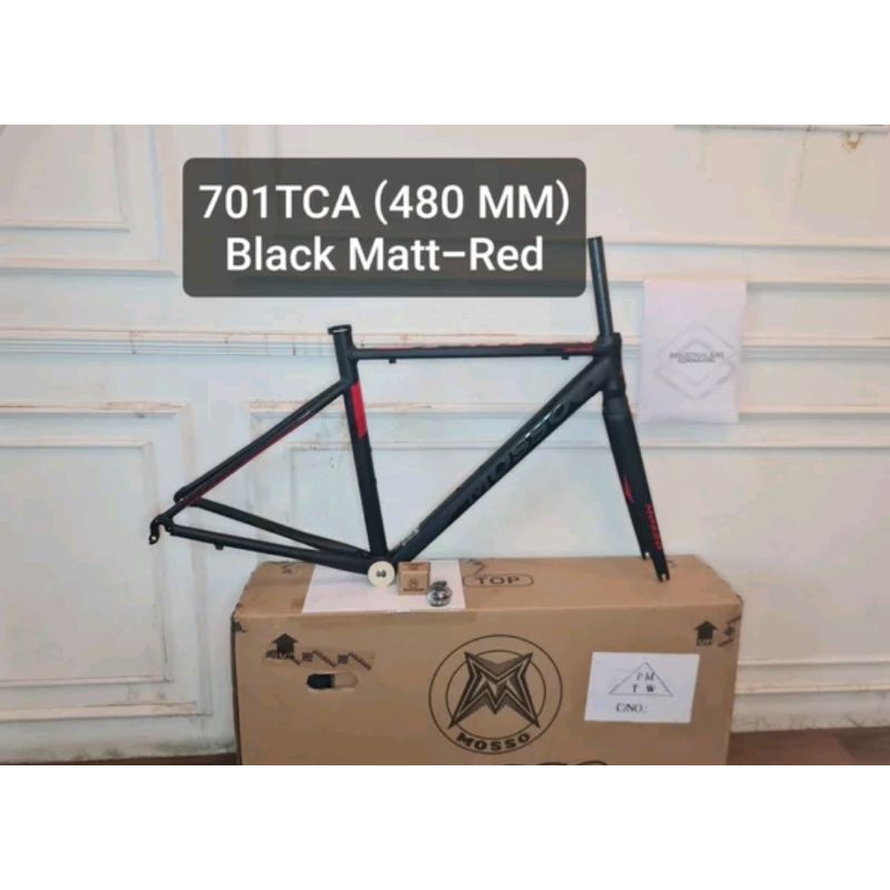 Frame Roadbike Mosso 701TCA Size 480mm Warna Hitam Merah . Rangka Sepeda Balap Road Bike 701 TCA Size Ukuran 48cm 480 mm