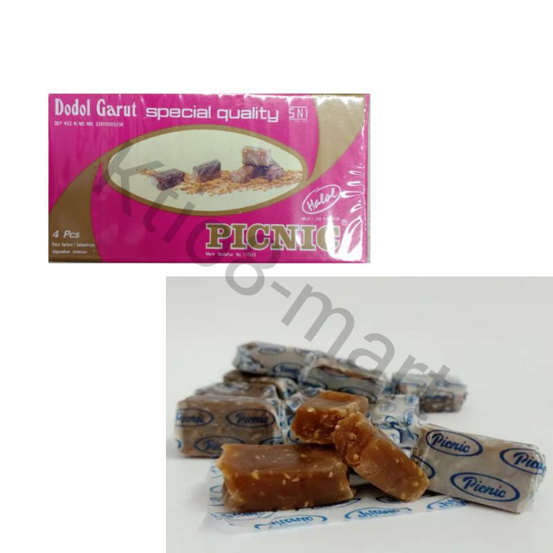 

Picnic Dodol/Dodol Garut Special Quality 4pcs/Aneka Rasa Susu, Coklat,Wijen