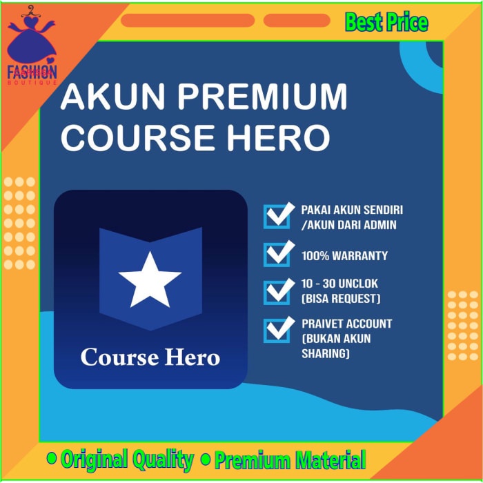 [Carissa] Murah Rp0 Ongkir Premium Akun Course Hero Unlock Full Unblur 100% Kirim Langsung