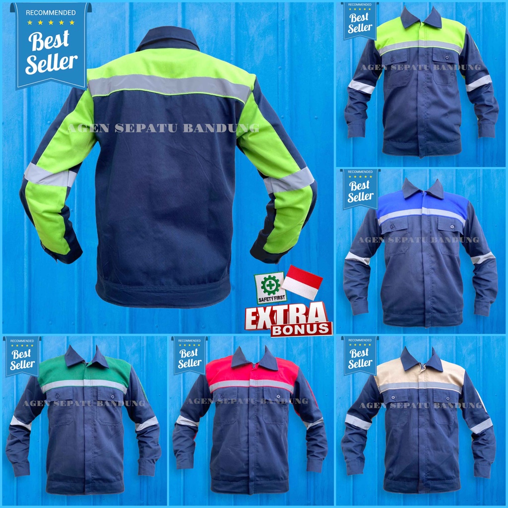 Wearpack Safety Baju Kerja Lengan Panjang Kombinasi Katelpak Kombinasi Kemeja 2 tone
