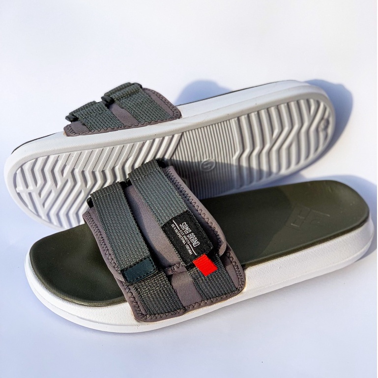 SONA GREY WHITE | Sandal Slide Simple Pria Flip Flop Ringan Slip Slop Sendal Santai Footwear