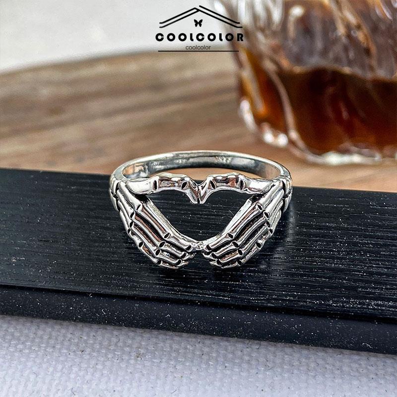 COD❤️Cincin Perhiasan Perhiasan Neraka Hantu Jari Korea Pria Wanita Retro Fashion Gaya Impor Murah