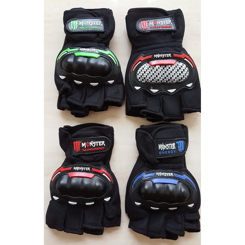 Sarung Tangan Motor Half / Setengah Jari Protector Racing ( Telapak Kulit )