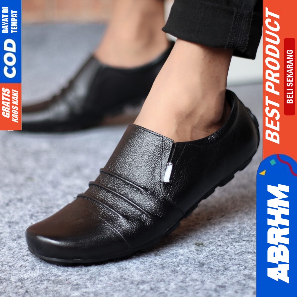 ABRHM FLUD Sepatu Formal Pantofel Kerja Hitam