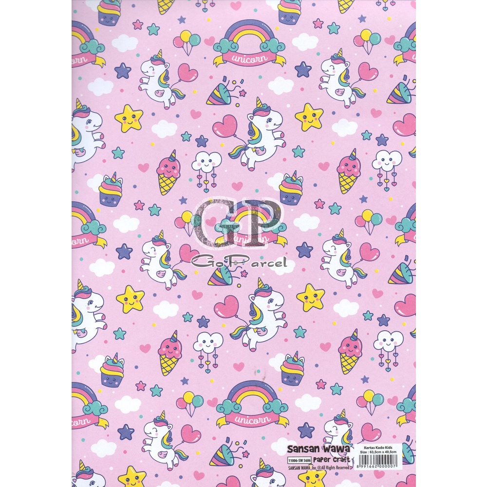 ( 5 Lembar ) UNICORN SANWA - KERTAS KADO MY PONY  FLAMINGO  ANGSA - GIFT WRAPPING PAPER SANSAN WAWA