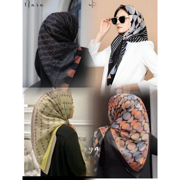 Hijab segi empat motif ala journey / Jp  / deenay motif / Hijab Voal terbaru 2023