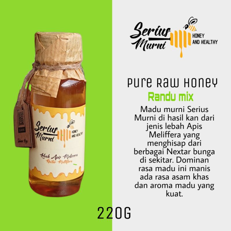 

Madu Murni Asli Serius Murni Original Apis Meliffera Nektar Multiflora Pure Honey Raw Honey 100% Murni (220g)
