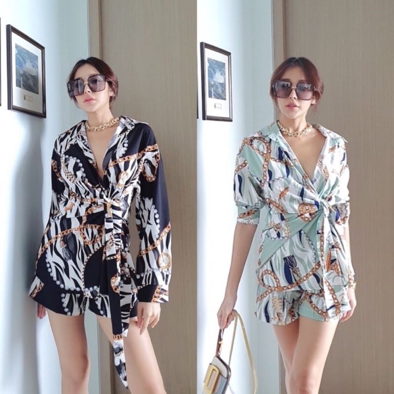 SET0006 Import Setelan Casual Wanita Chanie Set Shirt And Pants Jumpsuit Wanita Jamsuit Korea Overal