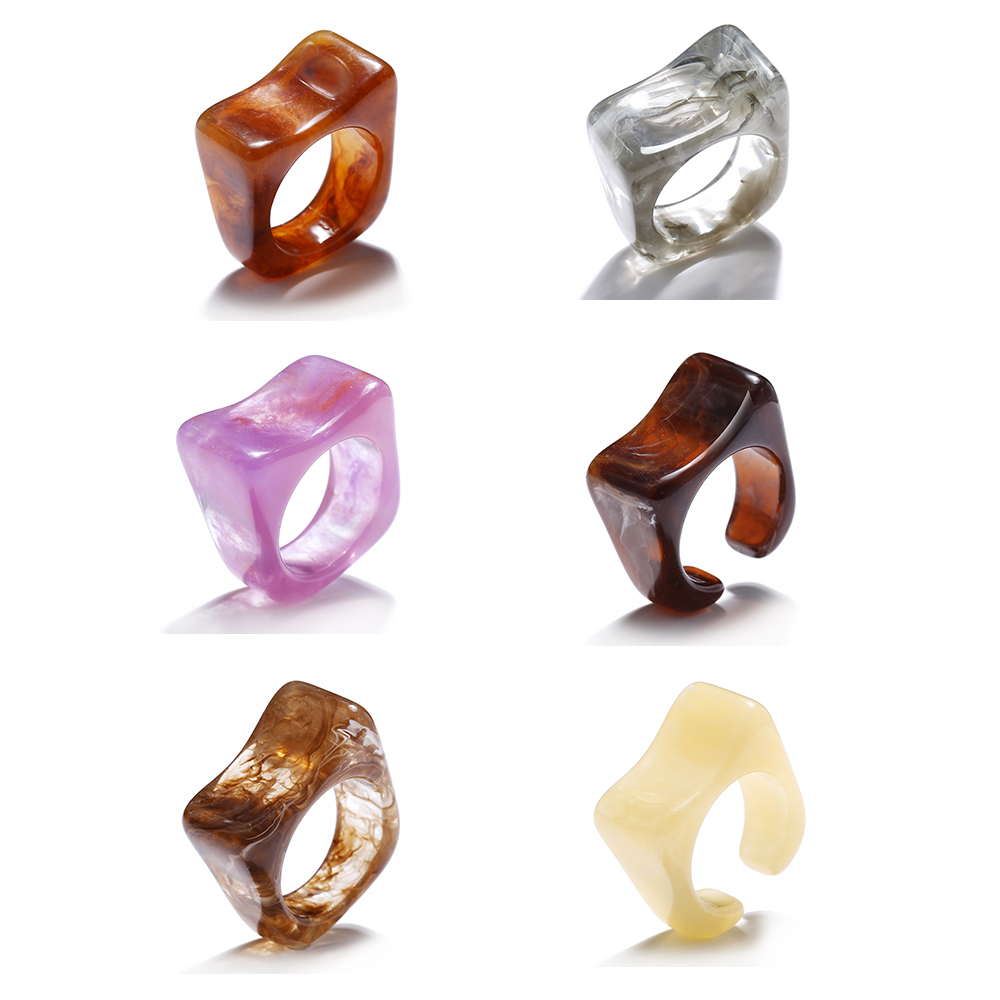 Cincin Bahan Resin Gaya Retro Korea Untuk Aksesoris Perhiasan