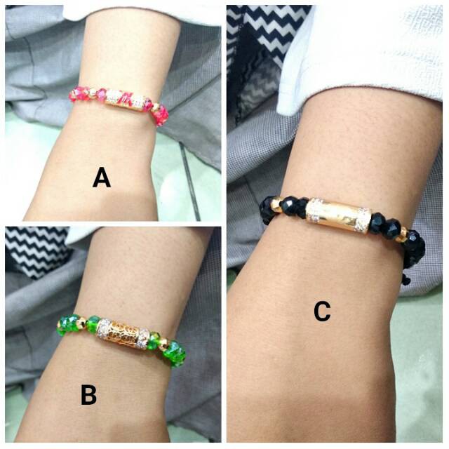 Gelang tangan wanita / gelang kristal tabung / gelang lapis emas