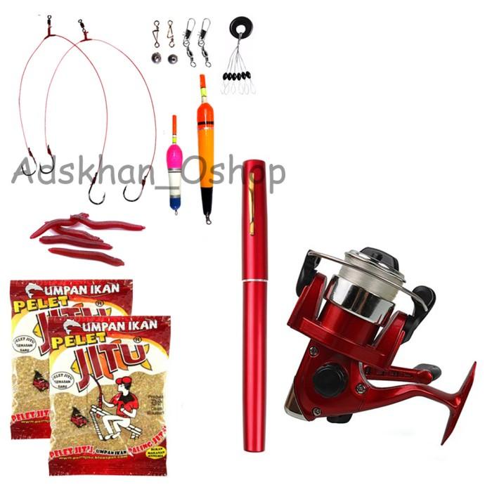 1 Set Joran Pancing Pena Mini Spinning Reel